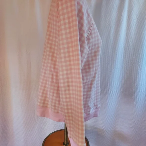 Draper James Women's Sweatshirt Size XL Pink Gingham  Checked Cottagecore Spring - Picture 3 of 10
